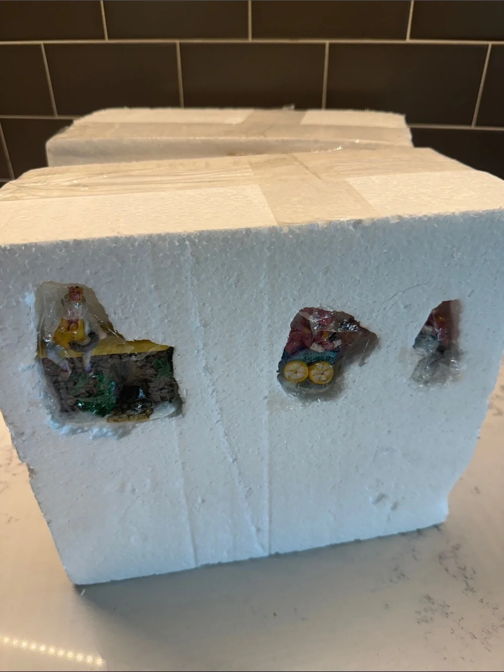 Department 56 Cream Egg Cottage with Green Roof and Gold Accents